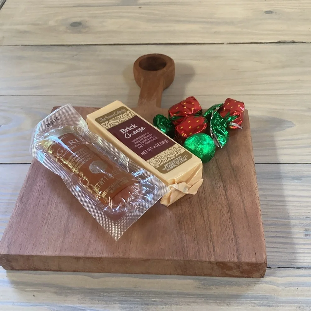 Charcuterie Cutting Small Square with Handle Serving Board Dark Wood 5.5 x 6 in